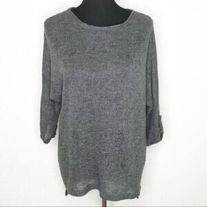 Clara‎ Sun Woo charcoal gray button roll sleeve sweater size Small
